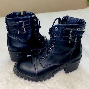 black heeled boots
